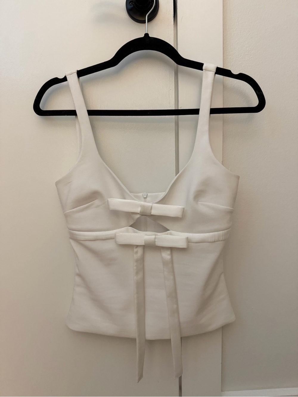 🌊Zara White Bow-Front Top